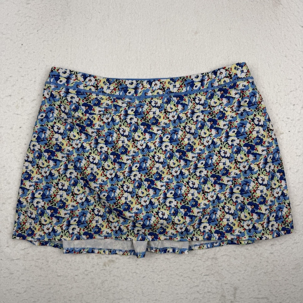 RLX Ralph Lauren Skort Womens XL Blue Floral Athletic Golf Lined Tennis Skirt